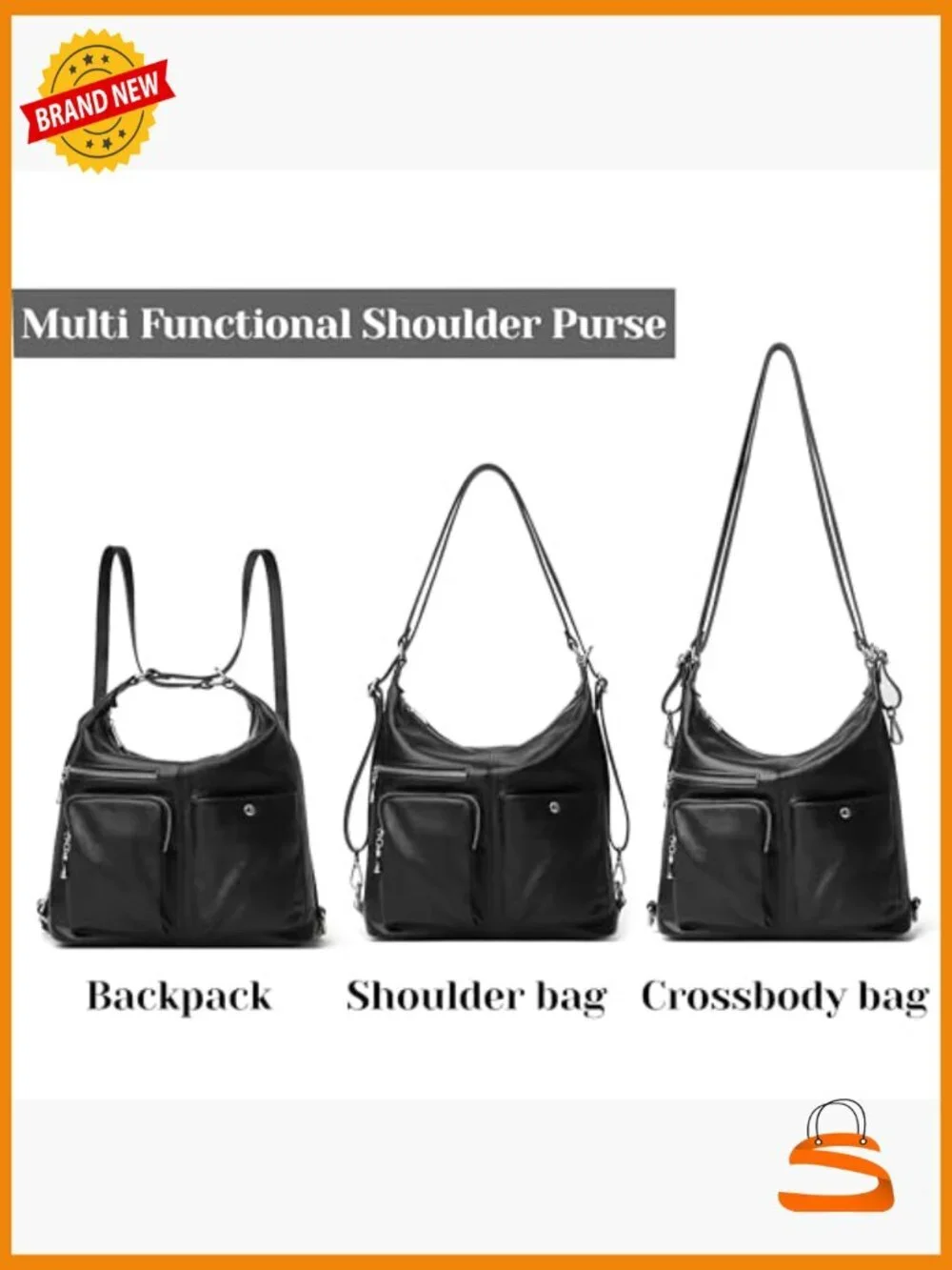 Large Suede Hobo Convertible Backpack with Straps, Multi-Pockets